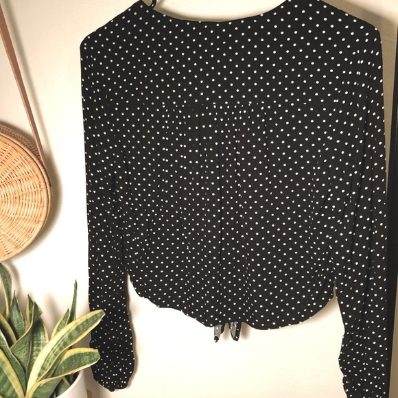 Wild Fable - Polka Dot Cropped Long sleeve blouse - Picture 2 of 3